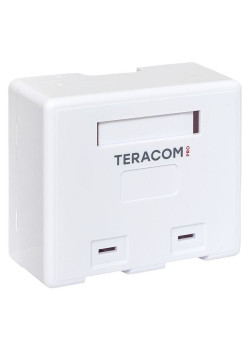 Корпус настенной розетки TERACOM PRO на 2 модуля Keystone со шторками и маркерами белый