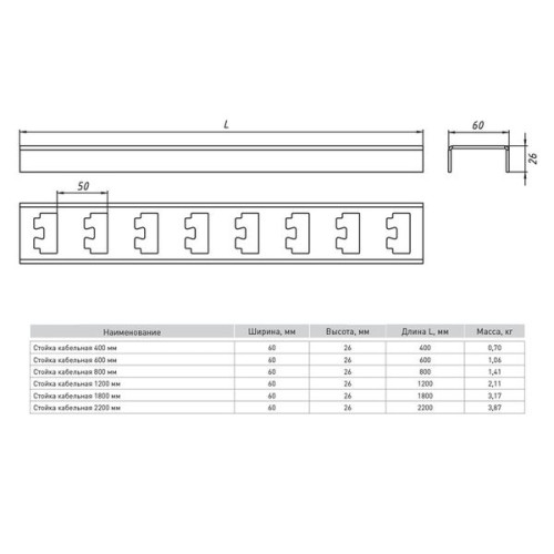 Стойка кабельная 2200 мм К1155 (2 мм) EKF