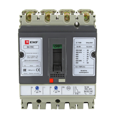 ВА-99C 630/630А 3P+N 45кА с электронным расцепителем EKF