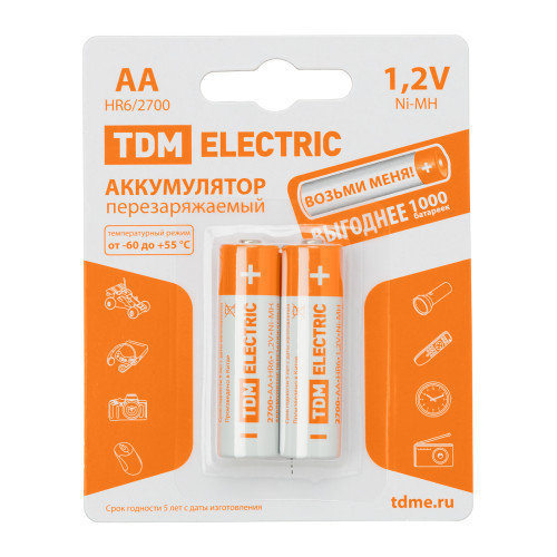 Аккумулятор AA-2700 mAh Ni-MH BP-2 TDM