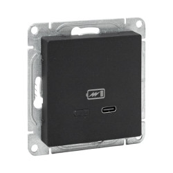 Механизм розетки USB-С, быстрая, чёрн. Эпика EKF