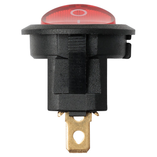 Выключатель клавишный круглый KCD11-101N 250В AC/DC, 1P, 3А, (3с), ON-OFF, черный корпус, красная клавиша с LED подсветкой, Micro TDM Выключатель клавишный круглый KCD11-101N 250В AC/DC, 1P, 3А, (3с), ON-OFF, черный корпус, красная клавиша с LED подсветкой, Micro TDM