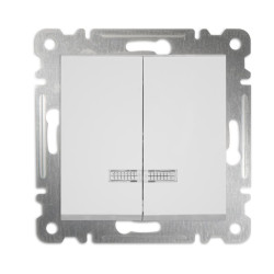 Выключатель 2-кл с подсвет. СП 10А IP20 250В механизм Karea бел. Makel 57001023