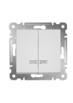 Выключатель 2-кл с подсвет. СП 10А IP20 250В механизм Karea бел. Makel 57001023