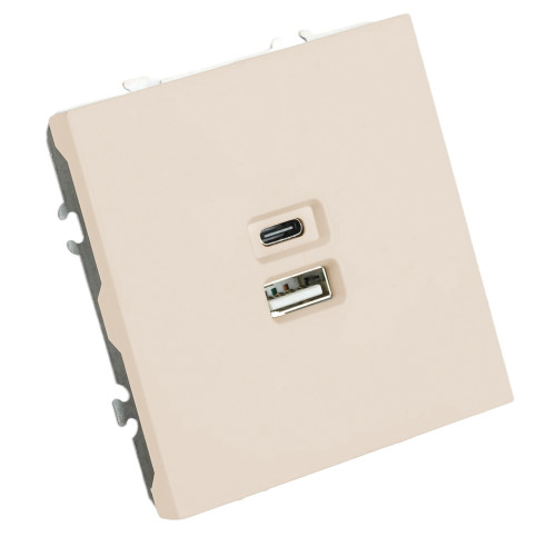 Розетка 2-местная USB + Type C (механизм), STEKKER, 250В, 20W, серия Эмили, RST10-5115-08, кашемир, soft touch Розетка 2-местная USB + Type C (механизм), STEKKER, 250В, 20W, серия Эмили, RST10-5115-08, кашемир, soft touch