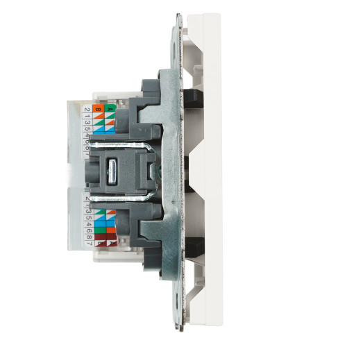 Розетка компьютерная 2-местная RJ-45 (механизм), STEKKER, серия Эмили, RST00-5111-01, белый фарфор, soft touch Розетка компьютерная 2-местная RJ-45 (механизм), STEKKER, серия Эмили, RST00-5111-01, белый фарфор, soft touch