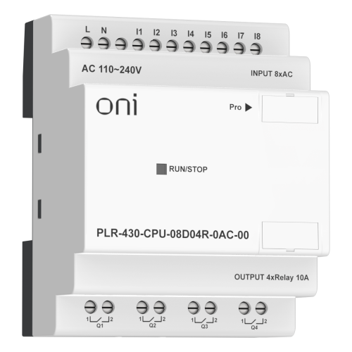 ПЛК 430 Модуль ЦПУ 8 DI 4 RO 220В AC без экрана ONI