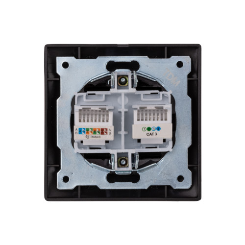 Розетка телефонная RJ11 + компьютерная RJ45 шоколад Розетка телефонная RJ11 + компьютерная RJ45 шоколад