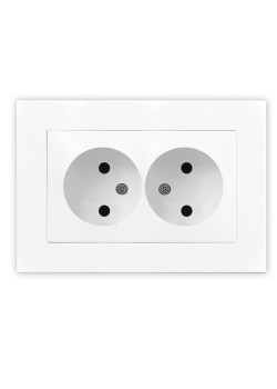 Розетка 2-м СП Афина 16А IP20 без заземл. в сборе бел. Universal A0102