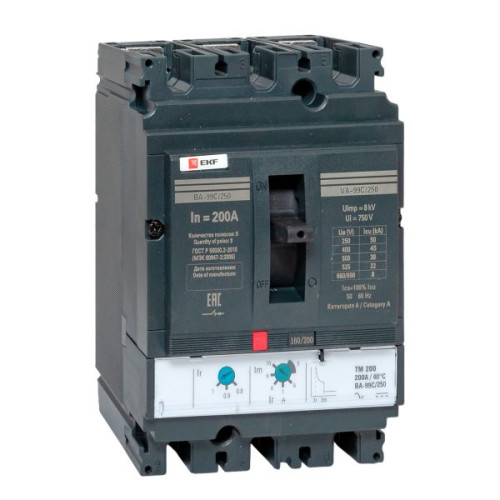 ВА-99C 250/200А 3P 45кА с термомагнитным расцепителем EKF