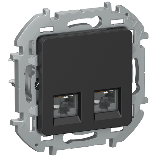 IEKINSPIRIA Розетка компьютерная двойная RJ45 категория 5Е UTP 6731291 черный матовый IEK