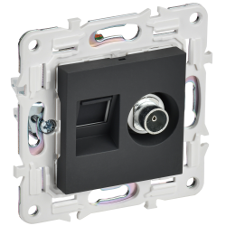 SKANDY Розетка двойная TV+RJ45 кат.5E SK-A14G графит IEK