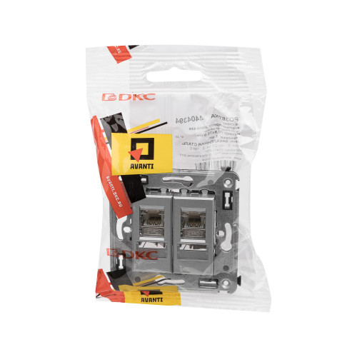 Компьютерная розетка RJ-45 в стену, кат.6 двойная экранированная, Avanti, закаленная сталь Компьютерная розетка RJ-45 в стену, кат.6 двойная экранированная, Avanti, закаленная сталь