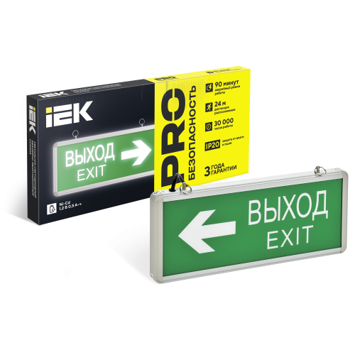 Светильник аварийный ССА1004 на светодиодах 3Вт 1,5ч двусторонний ВЫХОД-EXIT стрелка направления IEK Светильник аварийный ССА1004 на светодиодах 3Вт 1,5ч двусторонний ВЫХОД-EXIT стрелка направления IEK
