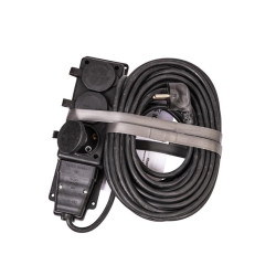 Удлинитель на каучуковой колодке 3х15м 16А 250В 4000Вт IP44 каучук КГ 3х2.5 черн. УХз16 Россия КОСМОС YKsm15m-3g(16A)KG-B