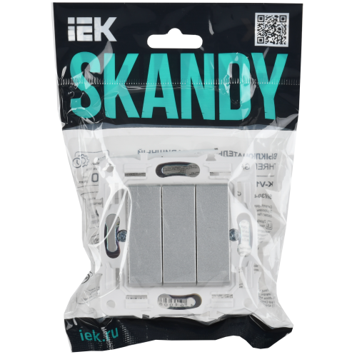 SKANDY Выключатель 3-клавишный 10А SK-V11S серебряный IEK SKANDY Выключатель 3-клавишный 10А SK-V11S серебряный IEK