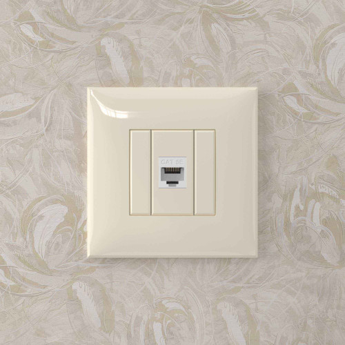 Компьютерная розетка RJ-45 без шторки в стену, кат.5е одинарная, Avanti, ванильная дымка Компьютерная розетка RJ-45 без шторки в стену, кат.5е одинарная, Avanti, ванильная дымка