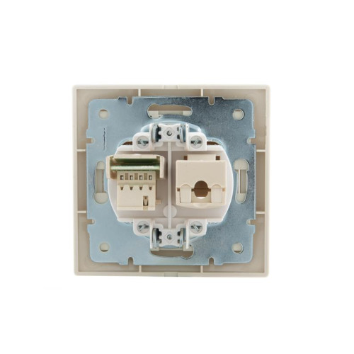 Розетка компьютерная + телефонная 2-м СП Mira RJ45 + RJ11 крем./крем.. LEZARD 701-0303-143 Розетка компьютерная + телефонная 2-м СП Mira RJ45 + RJ11 крем./крем.. LEZARD 701-0303-143