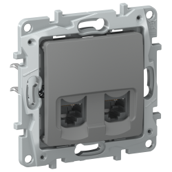 IEKETIKA Розетка компьютерная двойная RJ45 категория 5Е UTP 6715551 мокрый асфальт IEK