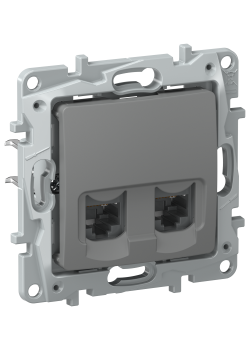 IEKETIKA Розетка компьютерная двойная RJ45 категория 5Е UTP 6715551 мокрый асфальт IEK