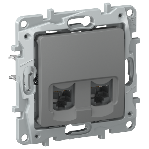 IEKETIKA Розетка компьютерная двойная RJ45 категория 5Е UTP 6715551 мокрый асфальт IEK