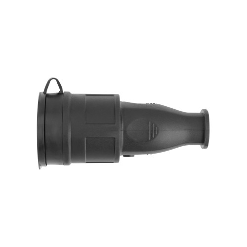 Розетка переносная с заглушкой каучук, 2Р+РЕ, 16А, 250В, IP44, черная TDM Розетка переносная с заглушкой каучук, 2Р+РЕ, 16А, 250В, IP44, черная TDM