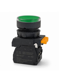 Кнопка SB-27 плоская без фиксации c подсветкой 24V DC 1NO зеленая IP65