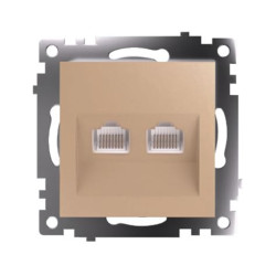 Розетка компьютерная 2-местная RJ-45 (механизм) STEKKER GLS00-7109-08, серия Катрин, золото