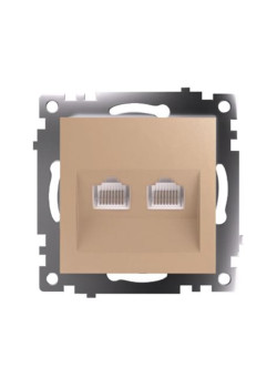 Розетка компьютерная 2-местная RJ-45 (механизм) STEKKER GLS00-7109-08, серия Катрин, золото