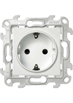 Розетка 1-м СП Simon 24 16А IP20 2P+E Schuko защ. шторки механизм бел. Simon 2450432-030