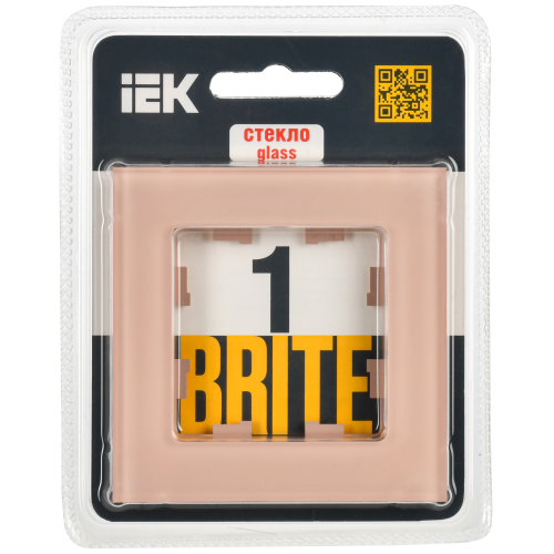 BRITE Рамка 1-местная РУ-1-2-БрП стекло персиковый матовый IEK