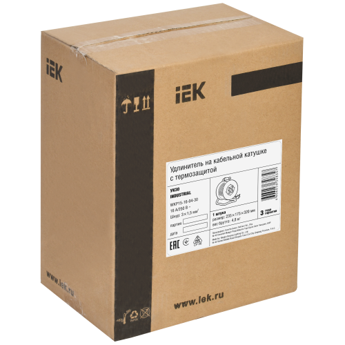 INDUSTRIAL Катушка УК30 4 места с заземлением с термозащитой 3х1,5мм2 30м IEK INDUSTRIAL Катушка УК30 4 места с заземлением с термозащитой 3х1,5мм2 30м IEK