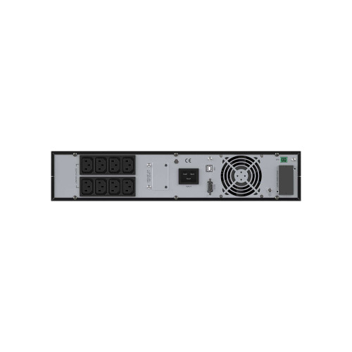 Онлайн ИБП ДКС серии Смолл Рэкмаунт (Small Rackmount), 2000 ВА/2000 Вт,1/1, 8xIEC C13, 1хIEC C19, EPO, USB, RS-232, Rack 2U, з/у 1А, 4x9Ач