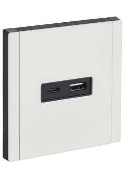 FORTE&PIANO Розетка USB A+C 18Вт FP251M металл белый IEK