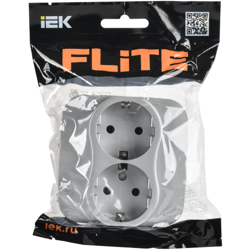 FLITE Розетка 2-местная с заземлением без защитных шторок безвинтовое крепление 16А РС12-1-А-ФлА алюминий IEK FLITE Розетка 2-местная с заземлением без защитных шторок безвинтовое крепление 16А РС12-1-А-ФлА алюминий IEK