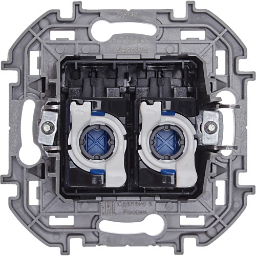 INSPIRIA Розетка компьютерная двойная RJ45 категория 6 UTP антрацит INSPIRIA Розетка компьютерная двойная RJ45 категория 6 UTP антрацит