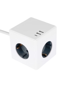 HM10-41-01 Удлинитель 3-местный с/з, 3x1мм2, 1.5м, 250В, 16А, 2USB+1С, 5V 3,1А, серия Comfort, белый