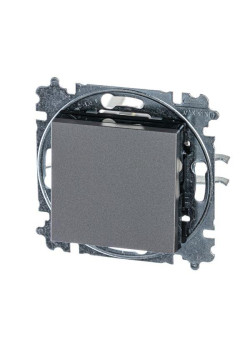 Переключатель 1-кл. СП Levit IP20 сталь/дым. черн. ABB 2CHH590645A6069