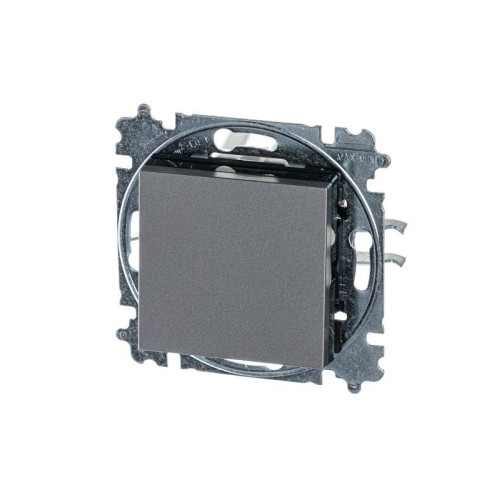 Переключатель 1-кл. СП Levit IP20 сталь/дым. черн. ABB 2CHH590645A6069
