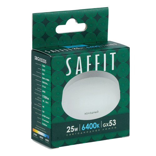 Лампа светодиодная SAFFIT SBGX5325 GX53 25W 230V 6400K Лампа светодиодная SAFFIT SBGX5325 GX53 25W 230V 6400K