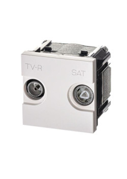 Розетка телевизионная одиночная TV/R/SAT 2мод. Zenit с накладкой бел. ABB 2CLA225130N1101