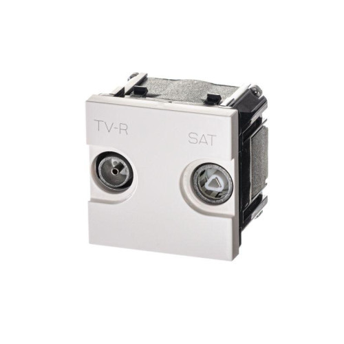 Розетка телевизионная одиночная TV/R/SAT 2мод. Zenit с накладкой бел. ABB 2CLA225130N1101