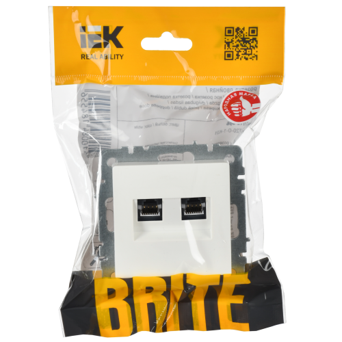 BRITE Розетка двойная RJ11+RJ45 кат.5E РК/Т12-БрБ белый IEK BRITE Розетка двойная RJ11+RJ45 кат.5E РК/Т12-БрБ белый IEK