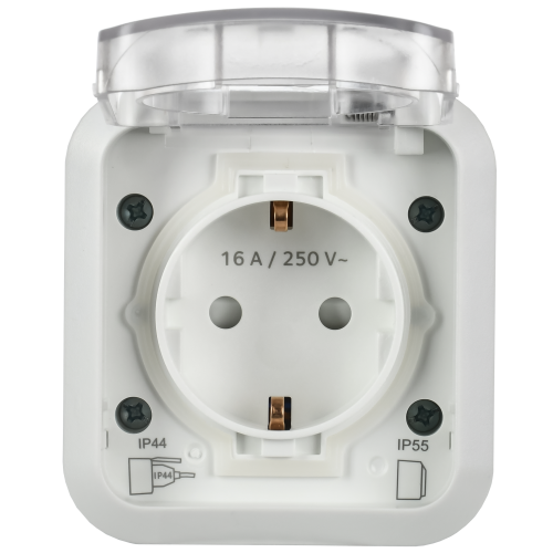 TORS Розетка 1-местная заземляющим контактом и крышкой 16А IP55 TS320 белый IEK TORS Розетка 1-местная заземляющим контактом и крышкой 16А IP55 TS320 белый IEK