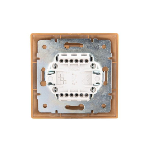Выключатель 1-кл. СП Mira 10А IP20 со вставкой зол. метал. LEZARD 701-1313-100 Выключатель 1-кл. СП Mira 10А IP20 со вставкой зол. метал. LEZARD 701-1313-100