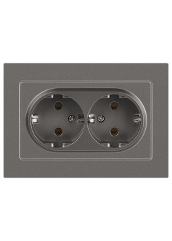 Розетка Accent 6-205-09 двойн. 2X2P+E Schuko 16А-250В IP20 СУ AL/CU титан Intro Б0063500