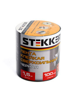 Лента  клейкая сверхсильная STEKKER 0,7*100 мм, 1,5 м. черная INTP9-0715-10