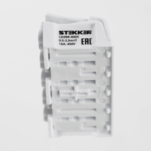 Клемма монтажная STEKKER, LD294-4005, для подключения фазных проводников, 5 контактных групп (3 ввода, 3 вывода на полюс)