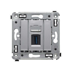 USB 3.0 розетка одинарная в стену, тип А-А, Avanti, закаленная сталь