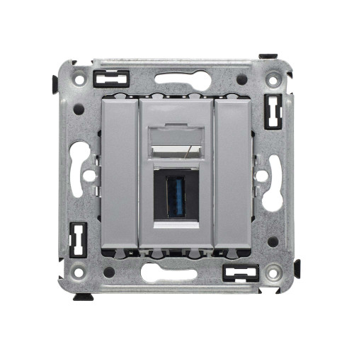 USB 3.0 розетка одинарная в стену, тип А-А, Avanti, закаленная сталь